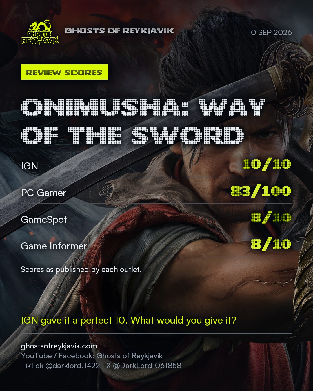 Onimusha: Way of the Sword: the review scores